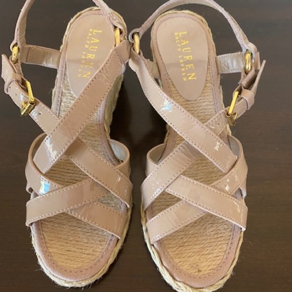 Lauren Ralph Lauren Chrissy Patent Leather Espadrilles Wedge Size 5B - Picture 4 of 15